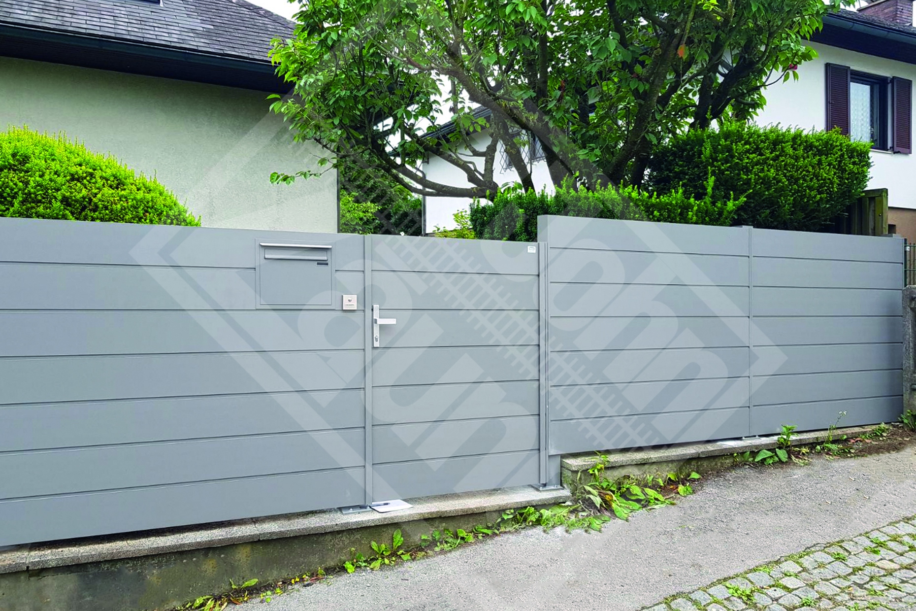 3 Aluminium-Sichtschutzzaun Latten horizontal blickdicht