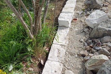 Kalkstein-Trockenmauer mit Kleinmauersteinen in Hornussen