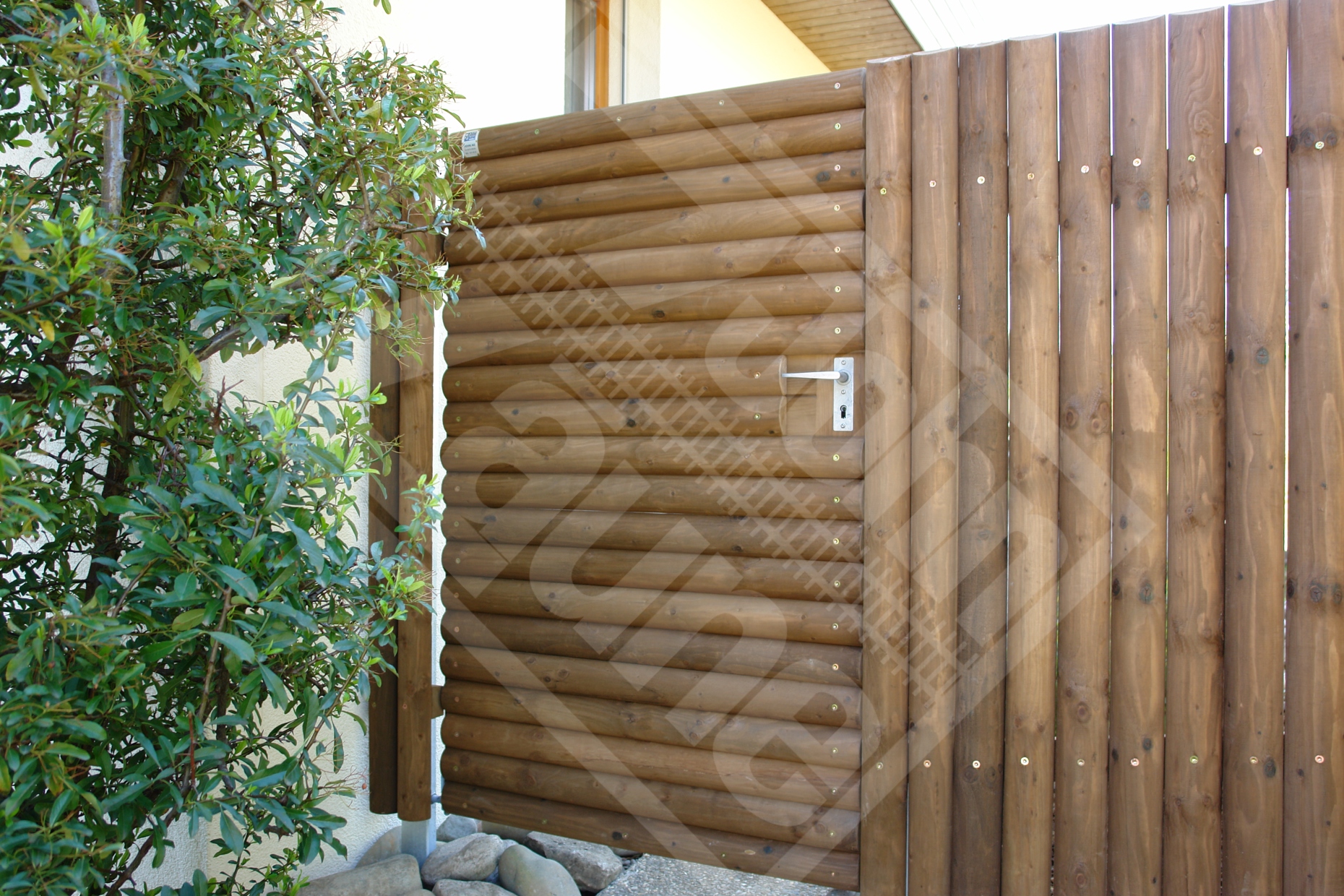 5 Sichtschutzwandtüre horizontal Halbquerlatte blickdicht