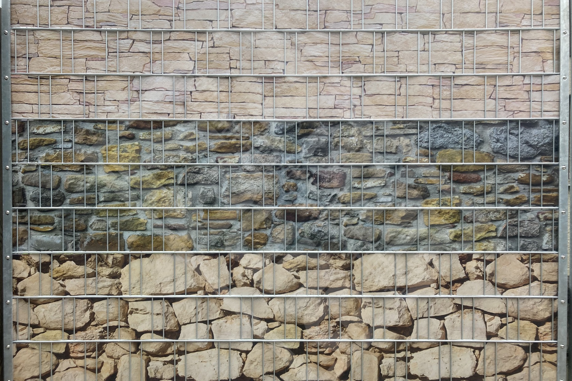 11 Sonder-Sichtschutzstreifen Typ 'Mauersteine' zu Gittermattenzaun
