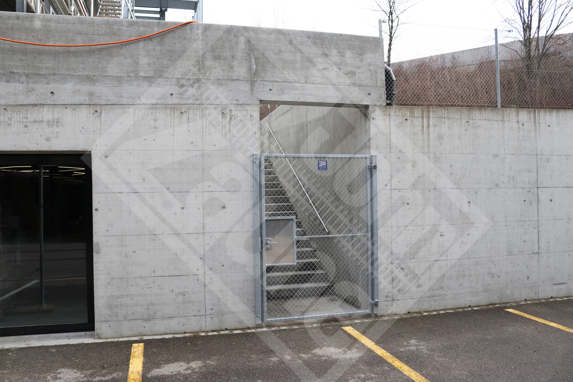 3 Diagonalgeflechtzaun-Einflügeltüre mit Durchgreifschutz