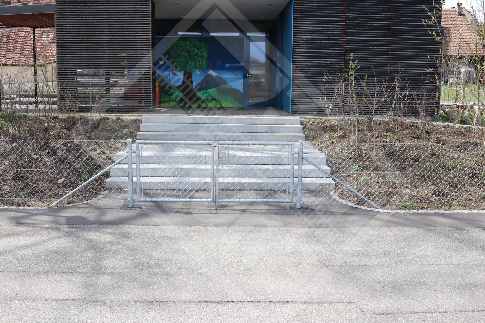 2 Diagonalgeflechtzaun-Doppeltor verzinkt