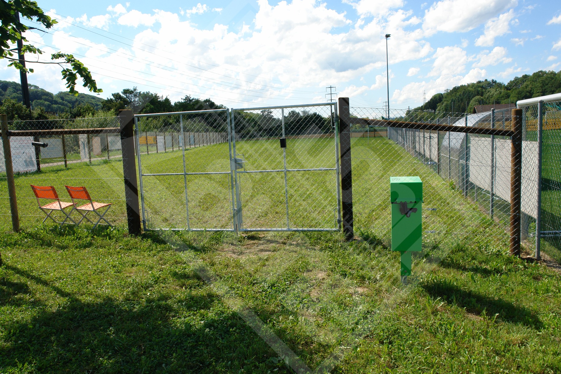 6 Diagonalflechtzaun-Doppeltor mit Holz-Torpfosten