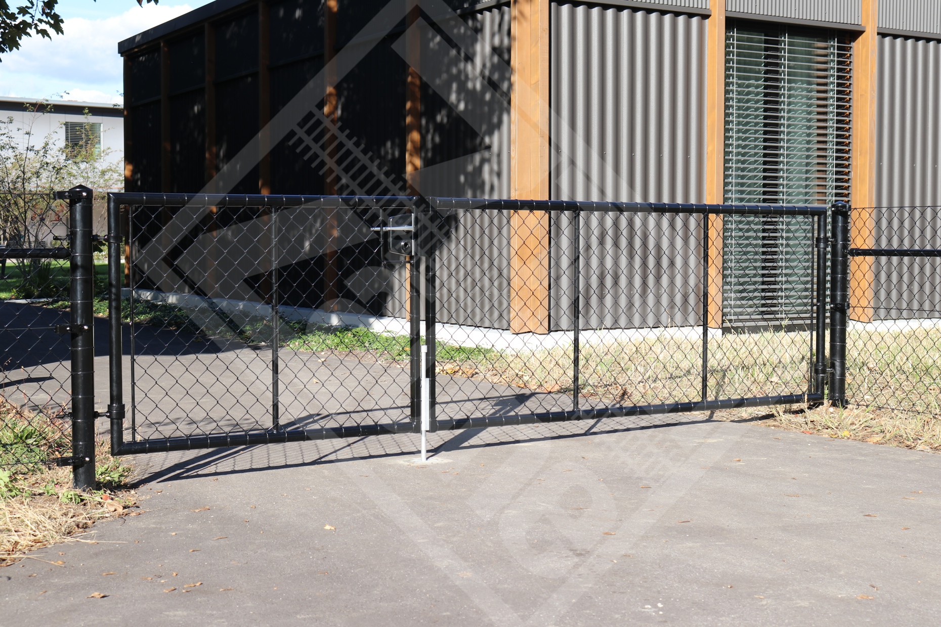 12 Diagonalgeflecht-Doppeltor verzinkt und beschichtet schwarz